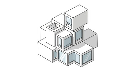 Fototapeta premium Abstract geometric modular building blocks composition.