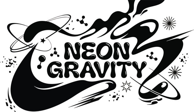 Neon gravity retro space logo design