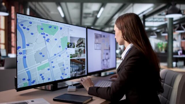 Real Estate Agent Using Online Portal To Search Houses