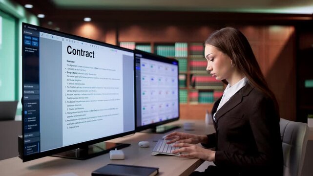 Lawyer Carefully Reviewing Contract