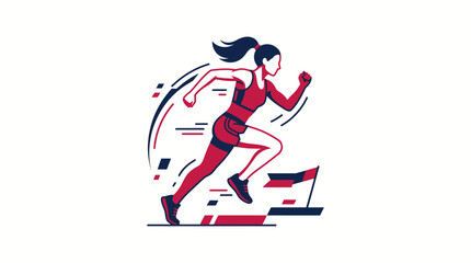 Fototapeta premium Dynamic Female Athlete Running Vector Illustration