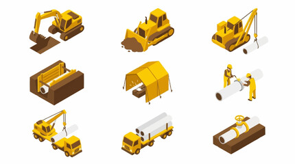 Collection of construction vehicles and equipment. © Nora