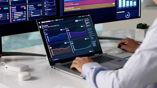 IT Specialist Monitors Real-time Network Performance