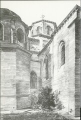 Fototapeta premium AVIGNON.LANTERNON.XIIe SIÈCLE.VUE DU SUD.FUSAIN DE J.JACQUES LARGUIER.