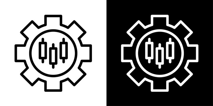 Minimal AI trading icon in outline style featuring smart financial analytics, automated trading systems, stock market technology, and fintech innovation.