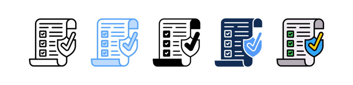 Insurance Policy Icon Multiple Style
