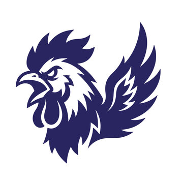 Stylized rooster head graphic design with aggressive expression and detailed comb farm animal poultry farming illustration feathers aggressive wildlife silhouette livestock agriculture