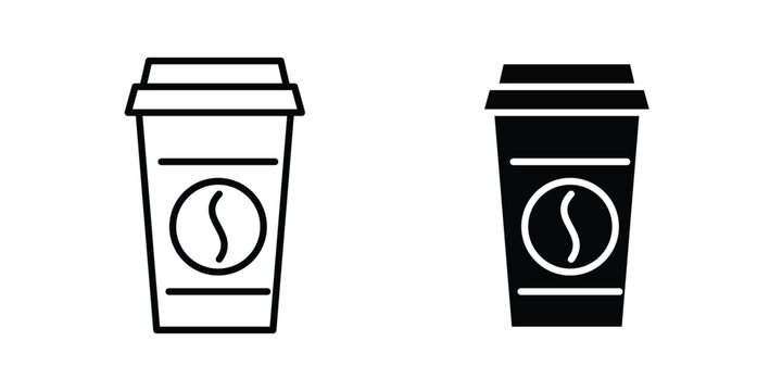 Disposable coffee cup icon for graphic and web