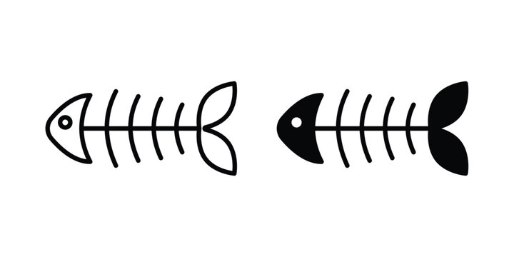 Fish bone icon for graphic and web