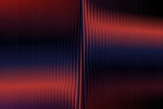 A deep red and blue gradient creates a dark textured pattern with central wavy vertical lines