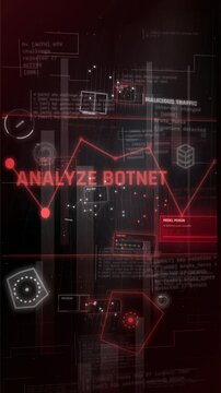 Cybersecurity HUD Interface Analyzing Malicious Botnet Traffic