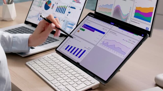 Woman Studies Data Analytics On Laptop