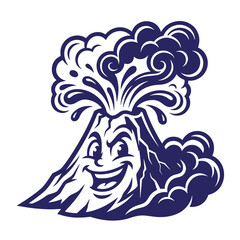 Obraz premium Mischievous cartoon volcano character erupting with playful expression and thick smoke mischievous eruption character mountain illustration explosion phenomenon