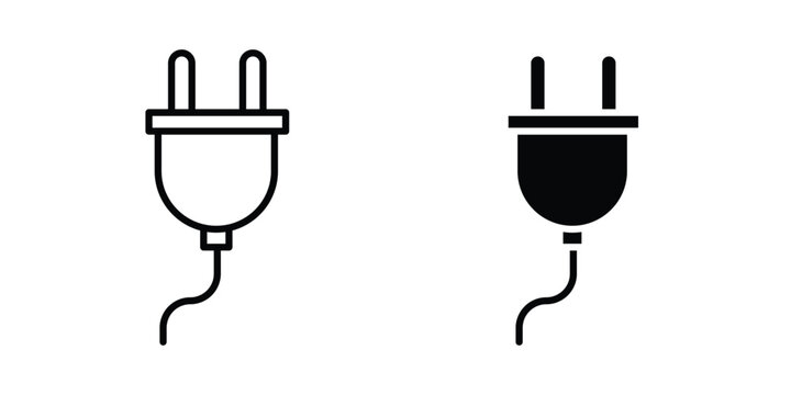 Power plug electric cord icon for graphic and web