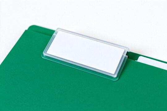 Green folder with blank label holder