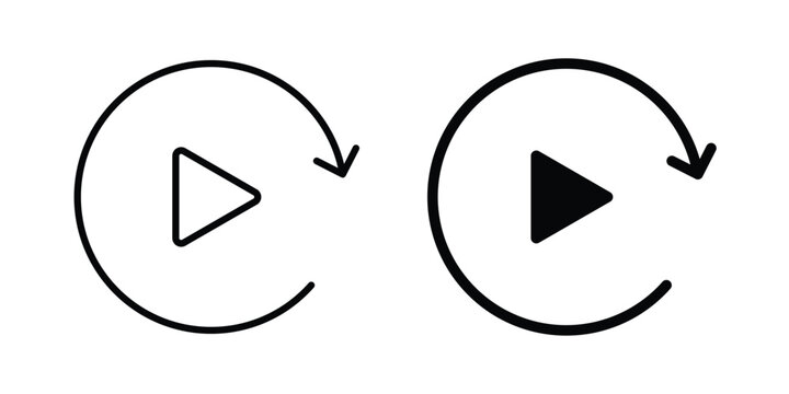 Replay icon for graphic and web