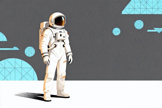 Astronaut in space suit against geometric background