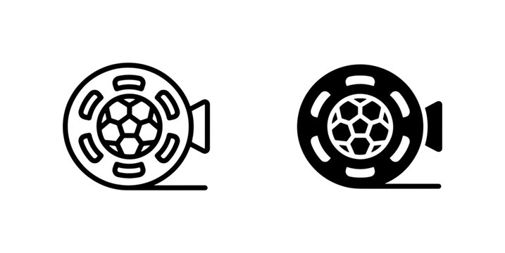 Soccer Film Reel Icons, Football Movie Clip Graphics, Sports Video Footage Symbols