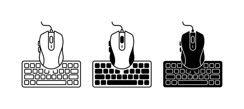 Computer Mouse and Keyboard Icons: Input Devices for Digital Interaction