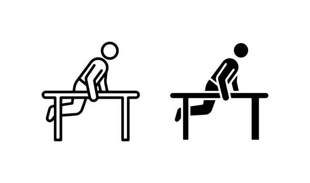 Parallel Bars Workout Icons, Gymnastics Exercise Vector Graphics