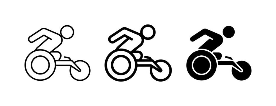 Wheelchair Sports Icons, Paralympic Athlete Vector Graphics, Mobility Assistance