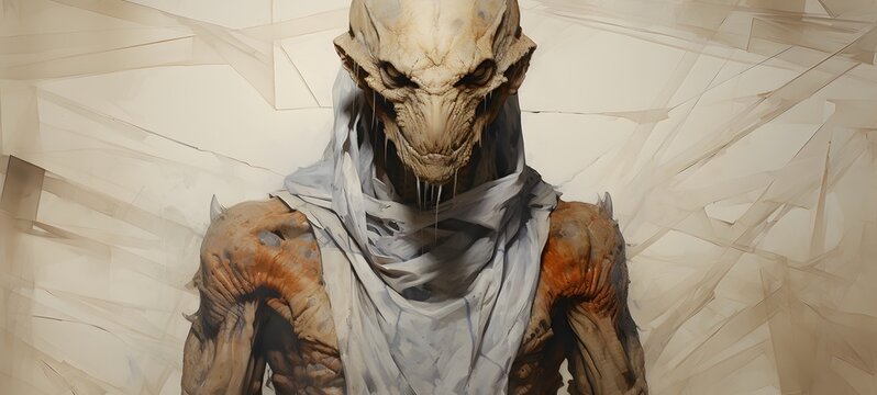 mummy dragon humanidad full body, Generative AI