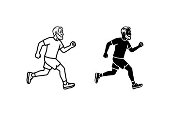 Fototapeta premium Man Running Vector Icons, Male Athlete Silhouette, Fitness Activity Graphics