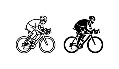 Obraz premium Road Cyclist Icons, Bicycle Sport Vector Art, Athletic Rider Graphics