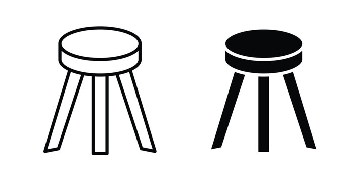Three legged stool icon for graphic and web