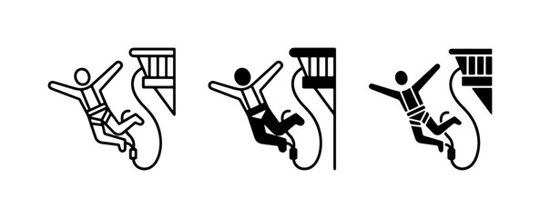 Bungee Jumping Icons, Extreme Sports Vector Graphics, Thrill Seeker Symbols © Rifat