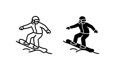 Fototapeta premium Snowboarder Icons, Winter Sport Vector Graphics, Action Silhouette