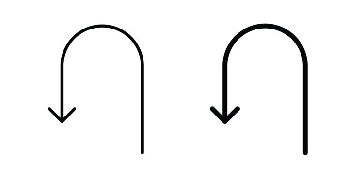 U turn icon for graphic and web