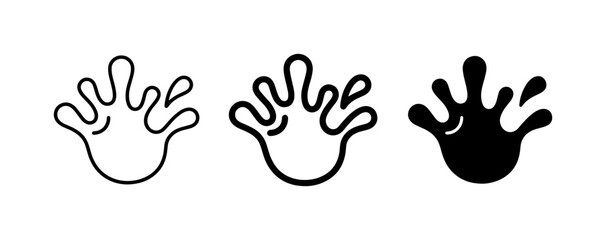 Fototapeta premium Frog Footprint Icons, Amphibian Paw Prints, Wildlife Tracks