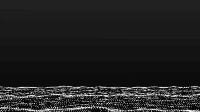 Abstract digital waves of glowing particles in dark space light dots energy science technology