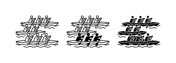 Rowing Team Icons, Canoe Race Graphics, Water Sport Vector Set © Shirin
