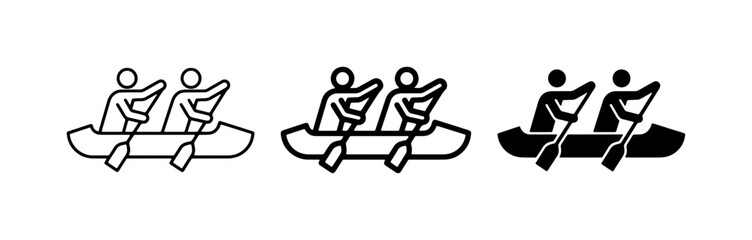 Canoe Team Icons, Rowing Boat Graphics, Water Sport Vector Set © Mariyam