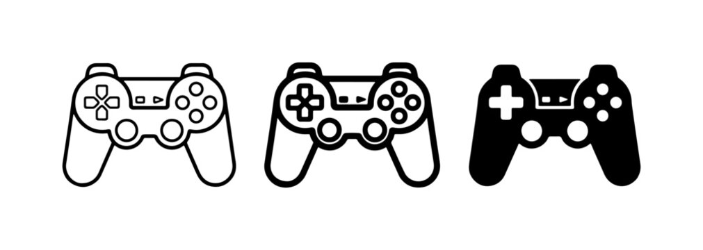 Video Game Controller Icons, Gaming Joysticks, Digital Entertainment Vector Set