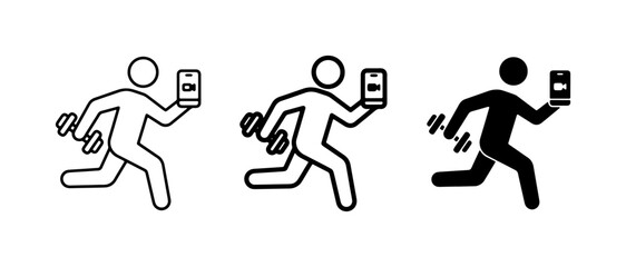 Fototapeta premium Running Man Icon Set: Fitness, Health, and Mobile App Usage
