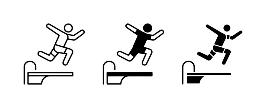 Diving Board Icons: Action, Sport, and Recreation Symbols