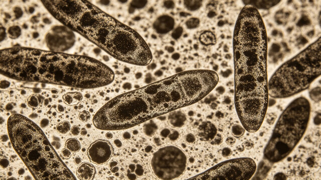The original negative-stained transmission electron micrographs show bullet-shaped rabies virus particles, heavy metal staining deposits, and bullet-shaped virus structures in infected tissue.