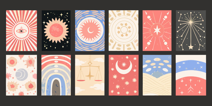tarot card set illustrated celestial and mystical designs