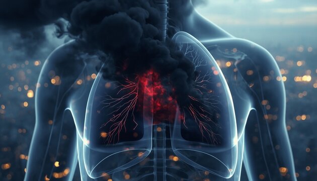Severe Lung Suffocation Caused by Thick Black Smoke