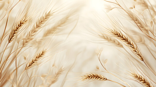 Delicate illustration of golden wheat stalks with soft organic details, perfect for bakery branding and autumn concepts.