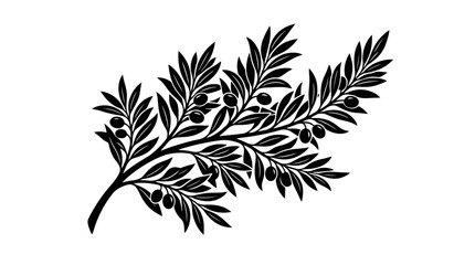 Fototapeta premium Black silhouette of an olive branch.