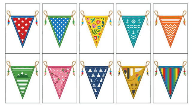 Colorful triangular pennant banners for celebration and decoration