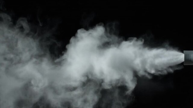 White fluffy cloud isolated on black background. Realistic 3D animation of a single cumulus cloud. Static camera shot for easy compositing and VFX work.