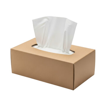 Box of facial tissues on table isolated on transparent background