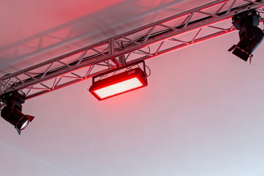 Stage lighting equipment on metal truss