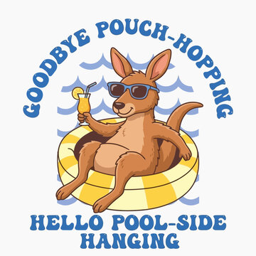 Kangaroo wearing sunglasses on inflatable.