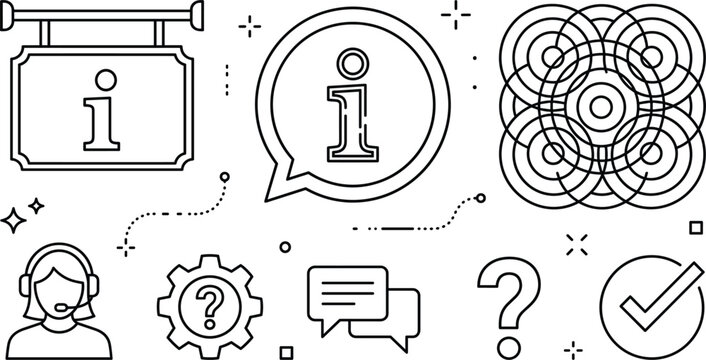 Customer service information help desk vector illustration featuring support assistant operator question mark icon chat speech bubble
